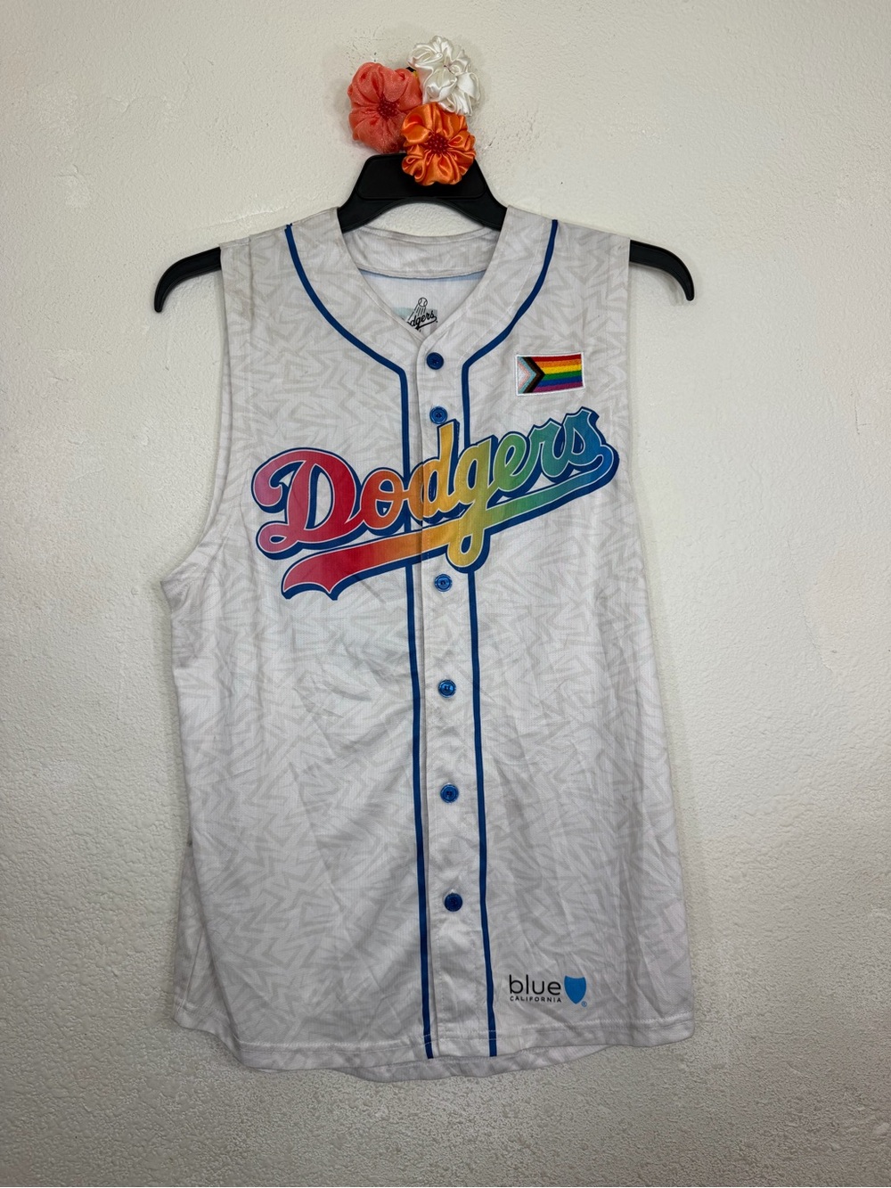 LA Dodgers Pride Night Jersey Sleeveless SGA White Rainbow Men's/Adult Size M